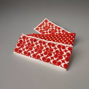 Coach Red & White Wool Scarf F82165, 100% Merino Wool "C" Logo Scarf, Winter